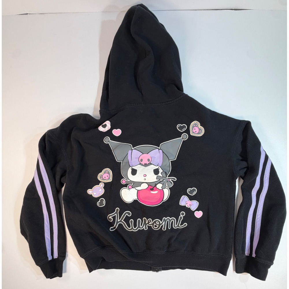 Sanrio Kuromi Zip Up Hoodie Black Lavender Stripe Hybrid Apparel Medium
